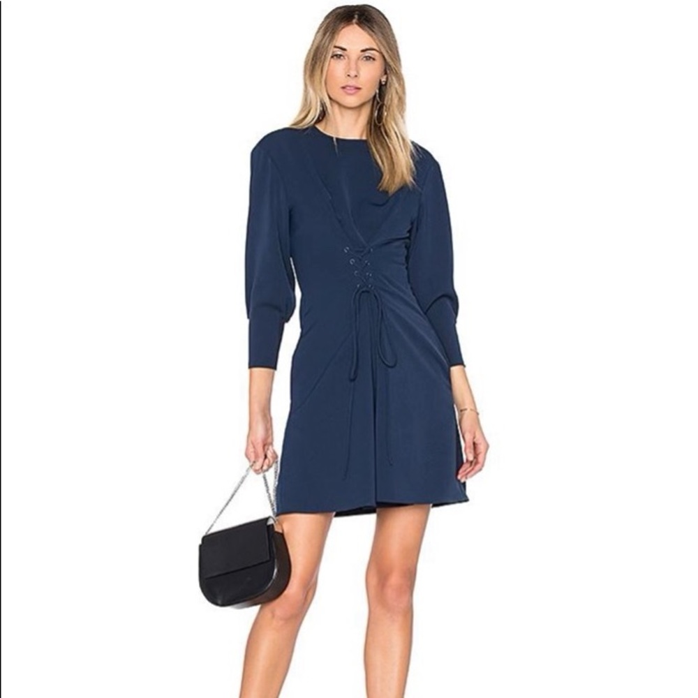 TIBI lace-up twill dress NWT